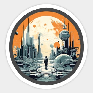 Retro Sci-Fi Vintage Planet Landscape Sticker